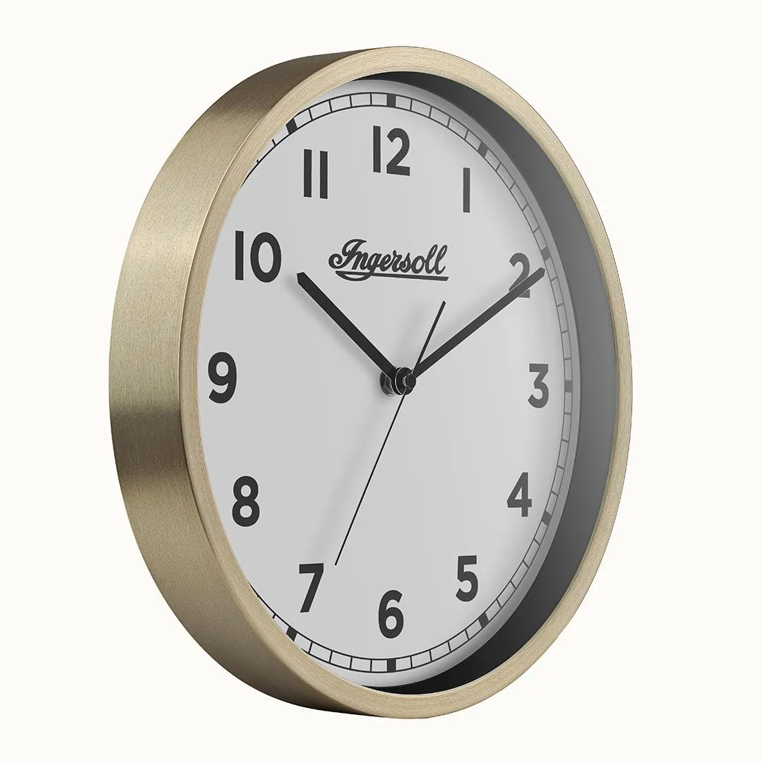 IC001GW INGERSOLL QUARTZ 30CM WALL CLOCK - GOLD/WHITE