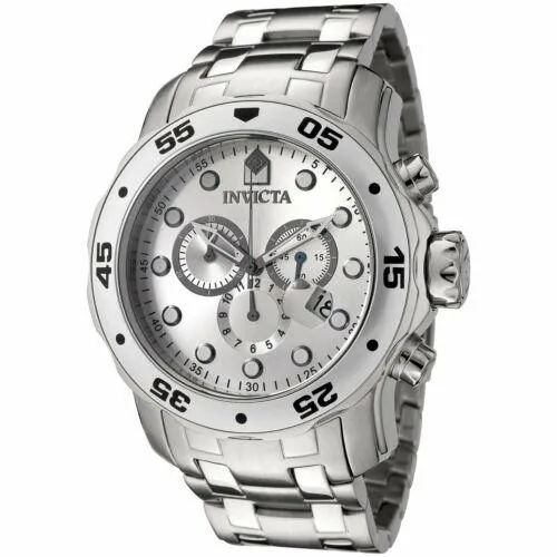 Invicta 0071 Men's Pro Diver SS Silver Dial Chronograph Watch