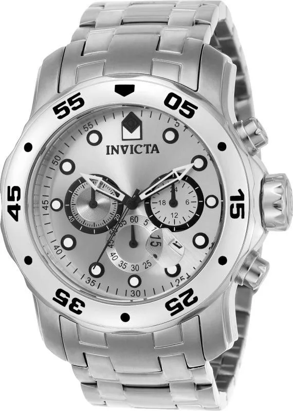Invicta 0071 Men's Pro Diver SS Silver Dial Chronograph Watch