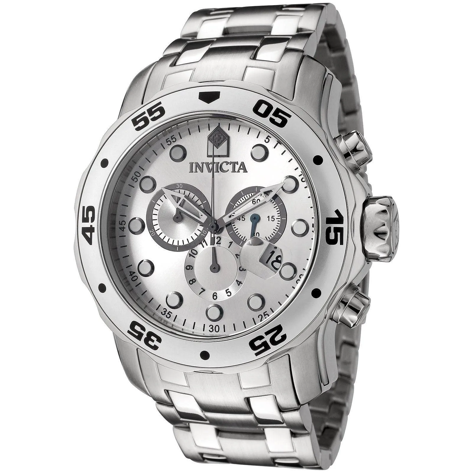 Invicta 0071 Men's Pro Diver SS Silver Dial Chronograph Watch