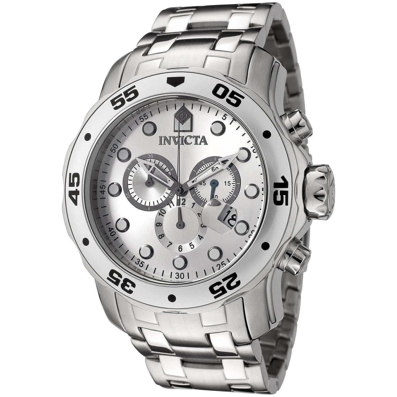 Invicta 0071 Men's Pro Diver SS Silver Dial Chronograph Watch