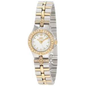 Invicta 0133 Women's Wildflower Crystal Accented Bezel White Dial Two Tone Bracelet Watch