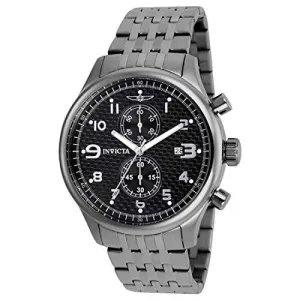 Invicta 0368 Men's Specialty Carbon Fiber Black Dial Gunmetal IP Steel Bracelet Watch