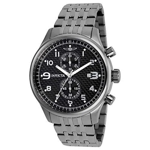 Invicta 0368 Men's Specialty Carbon Fiber Black Dial Gunmetal IP Steel Bracelet Watch