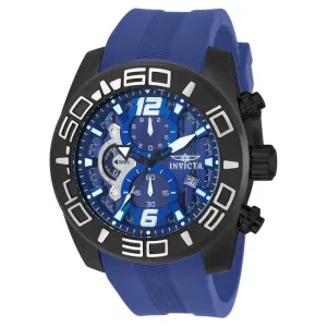 Invicta 22812 Men's Pro Diver Blue Dial Black IP Steel Blue Silicone Strap Chronograph Watch