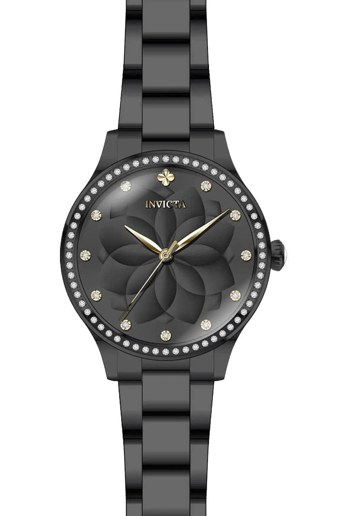 Invicta 24538 Women's Wildflower Black Dial Black IP Steel Bracelet Crystal Watch