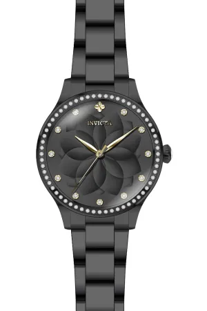 Invicta 24538 Women's Wildflower Black Dial Black IP Steel Bracelet Crystal Watch