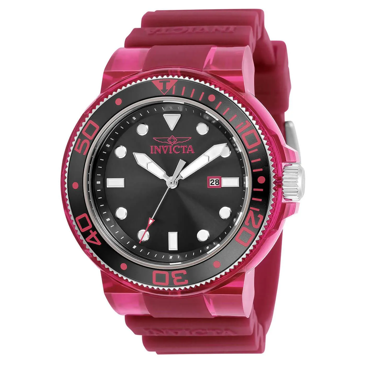 Invicta 32329 Men's Pro Diver Quartz Burgundy Silicone Strap Watch