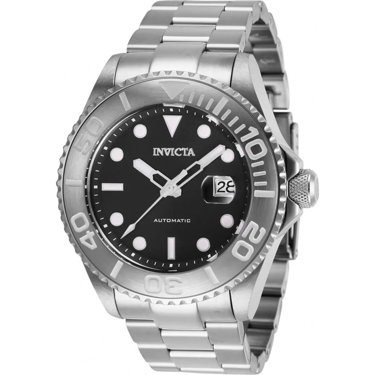 Invicta Men's Automatic Watch - Pro Diver Black Dial Stainless Steel Bracelet | 27304