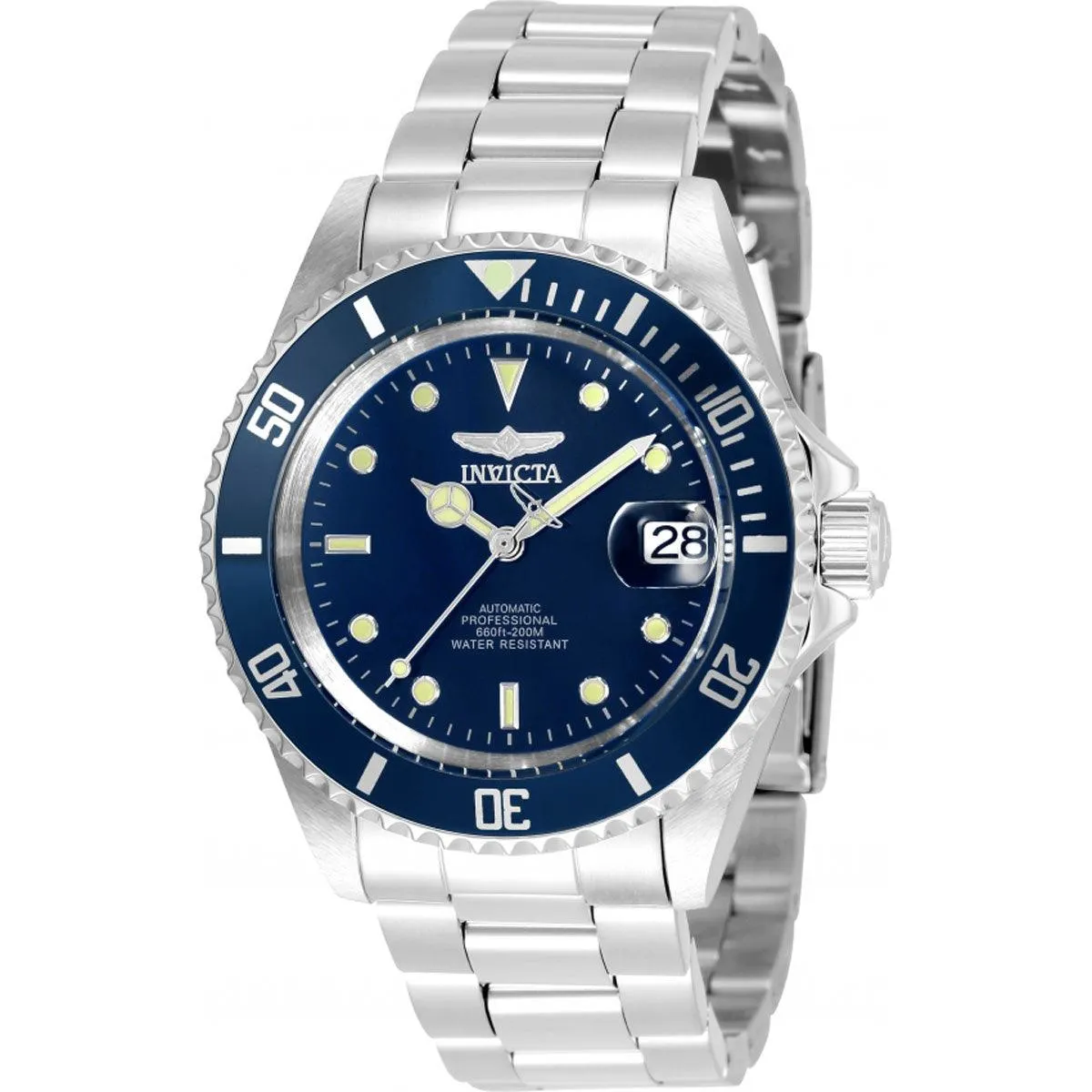 Invicta Men's Automatic Watch - Pro Diver Date Navy Blue Dial SS Bracelet | 35691
