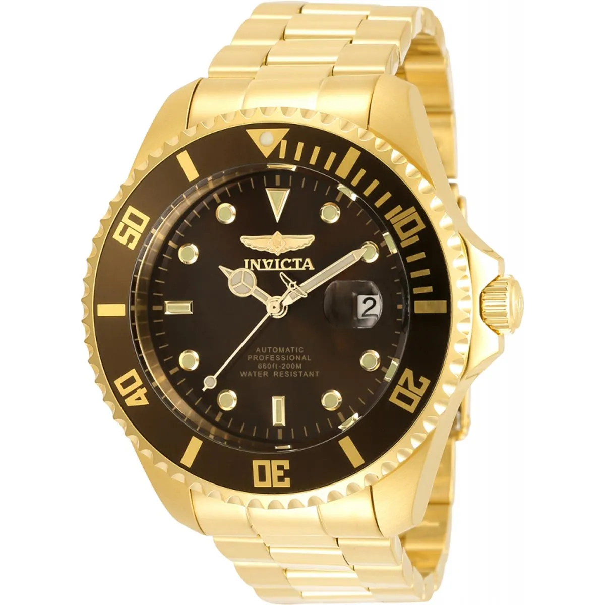 Invicta Men's Automatic Watch - Pro Diver Desert Sand Dial Yellow Gold Steel | 35725