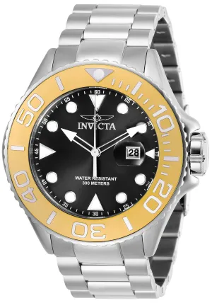 Invicta Men's Bracelet Watch - Pro Diver Quartz Date Black Dial Silver Steel | 28767