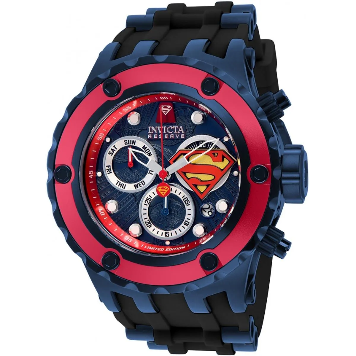 Invicta Men's Chrono Watch - DC Comics Superman Black and Dark Blue Strap | 32789