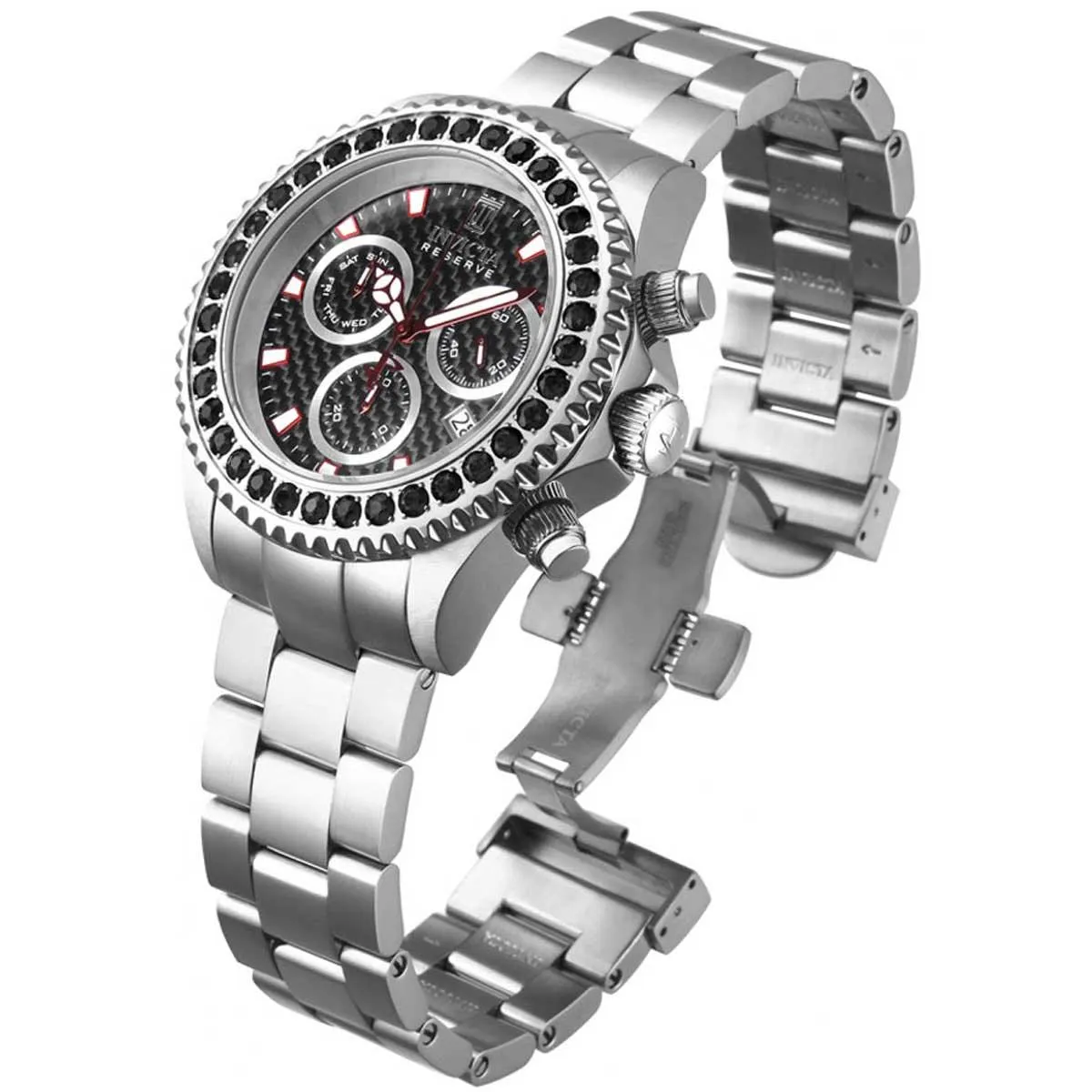 Invicta Men's Chrono Watch - Jason Taylor Black Carbon Fiber Dial Bracelet | 23300