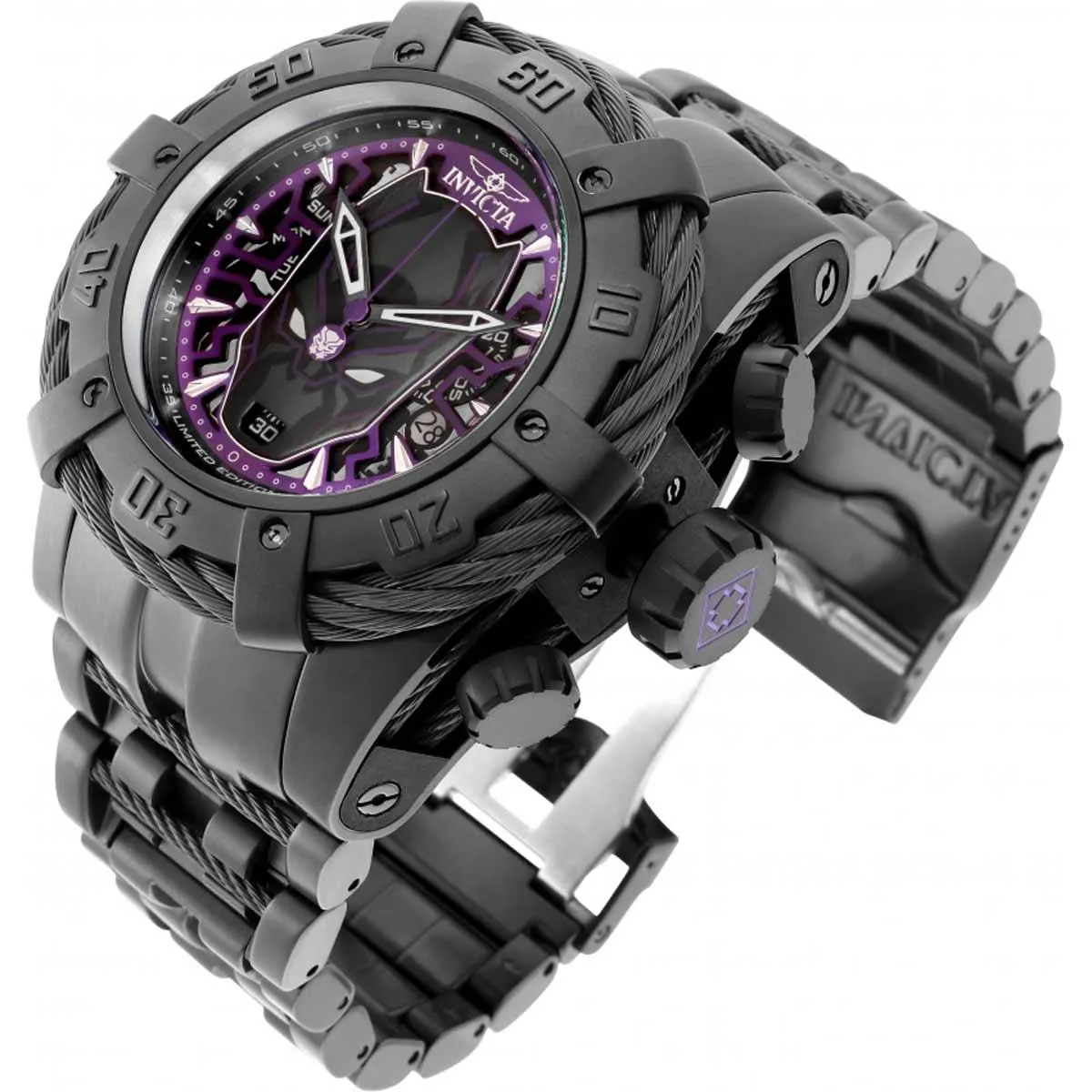 Invicta Men's Chrono Watch - Marvel Black Panther Gunmetal and Black Steel | 35166