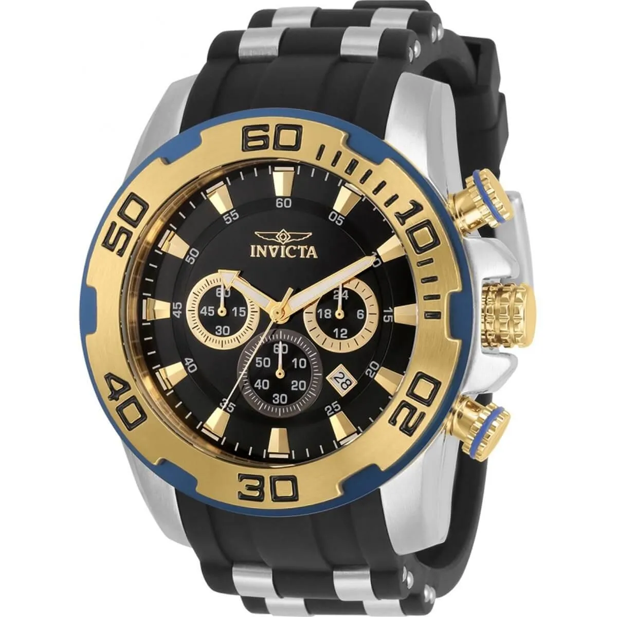 Invicta Men's Chrono Watch - Pro Diver Two Tone Black and Silver Tone Strap | 30765