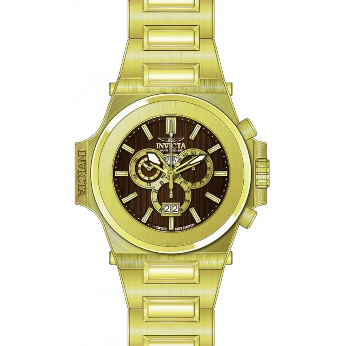 Invicta Men's Chrono Watch - Reserve Akula Brown Dial Yellow Gold Bracelet | 31674