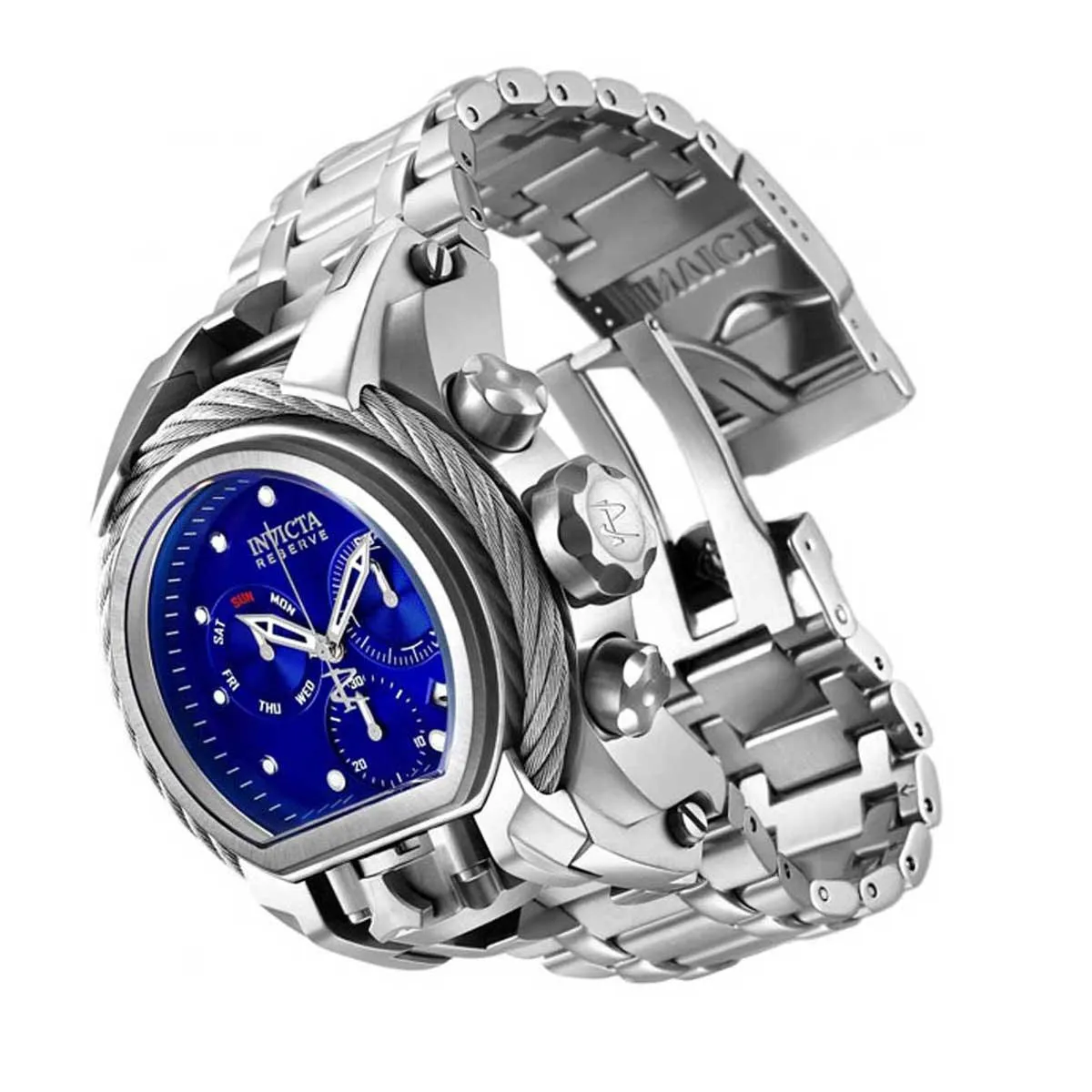 Invicta Men's Chrono Watch - Reserve Bolt Zeus Dual Time Blue Dial Bracelet | 26583