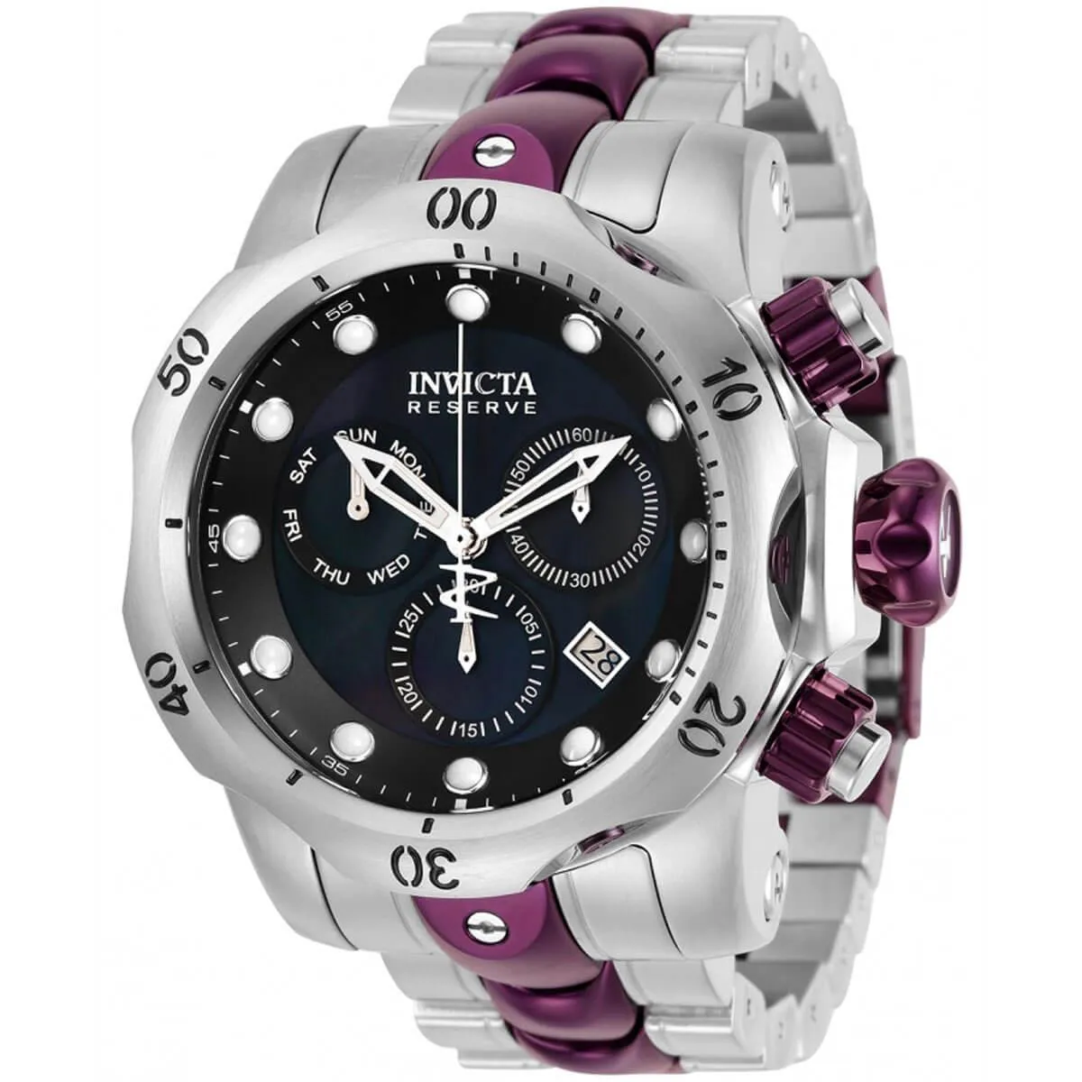 Invicta Men's Chrono Watch - Reserve Venom Black MOP Dial Two Tone Bracelet | 32127