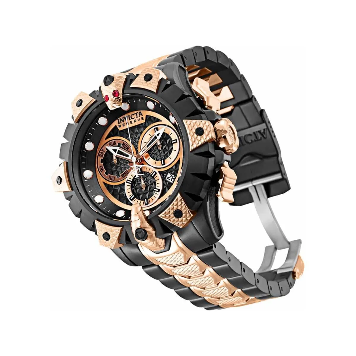 Invicta Men's Chrono Watch - Reserve Venom TT Black and Rose Gold Bracelet | 32276