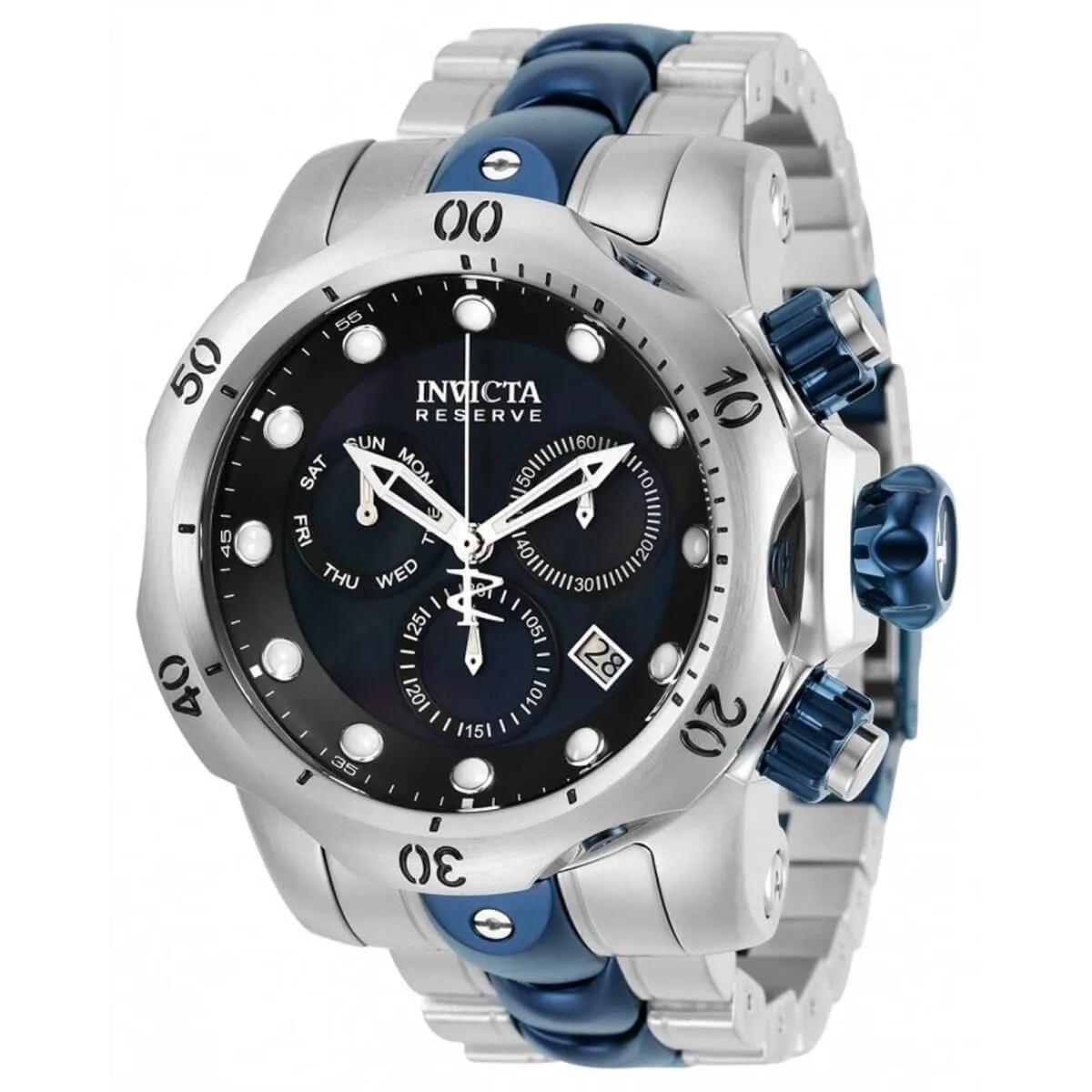 Invicta Men's Chrono Watch - Reserve Venom Two Tone Silver and Blue Bracelet | 32125