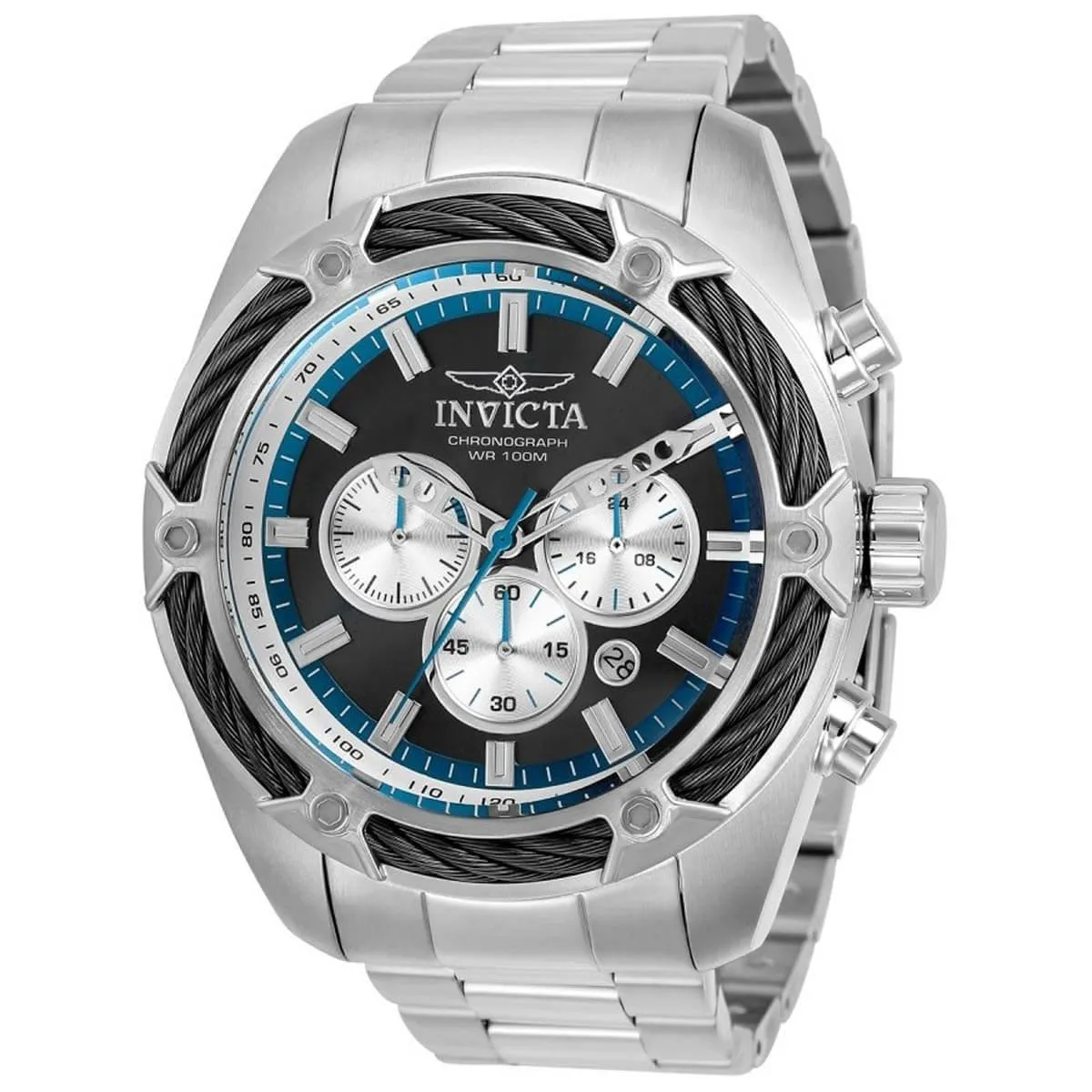 Invicta Men's Chronograph Watch - Bolt Quartz Black, Silver and Blue Dial | 31436
