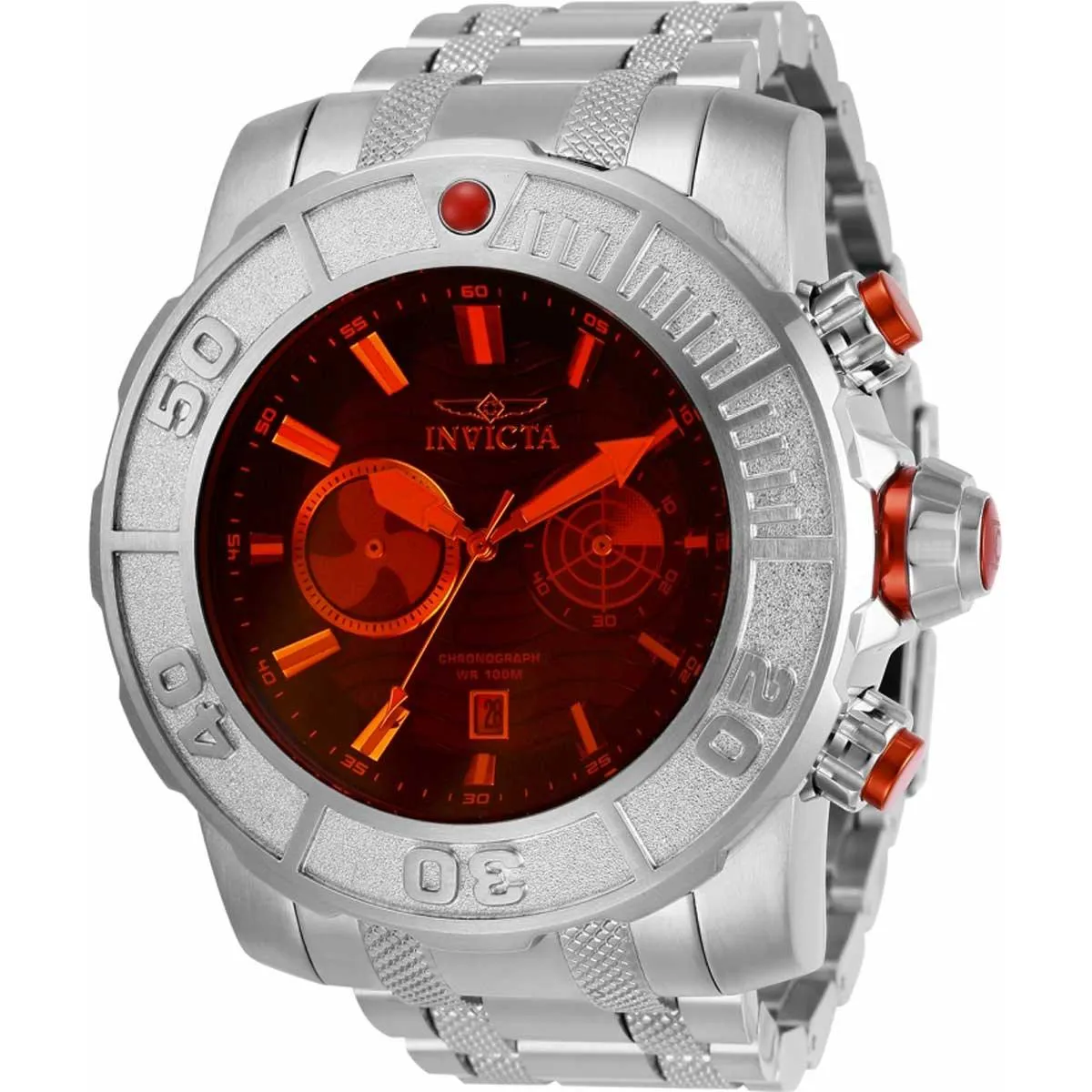 Invicta Men's Chronograph Watch - Coalition Forces Red Dial Silver Bracelet | 29933