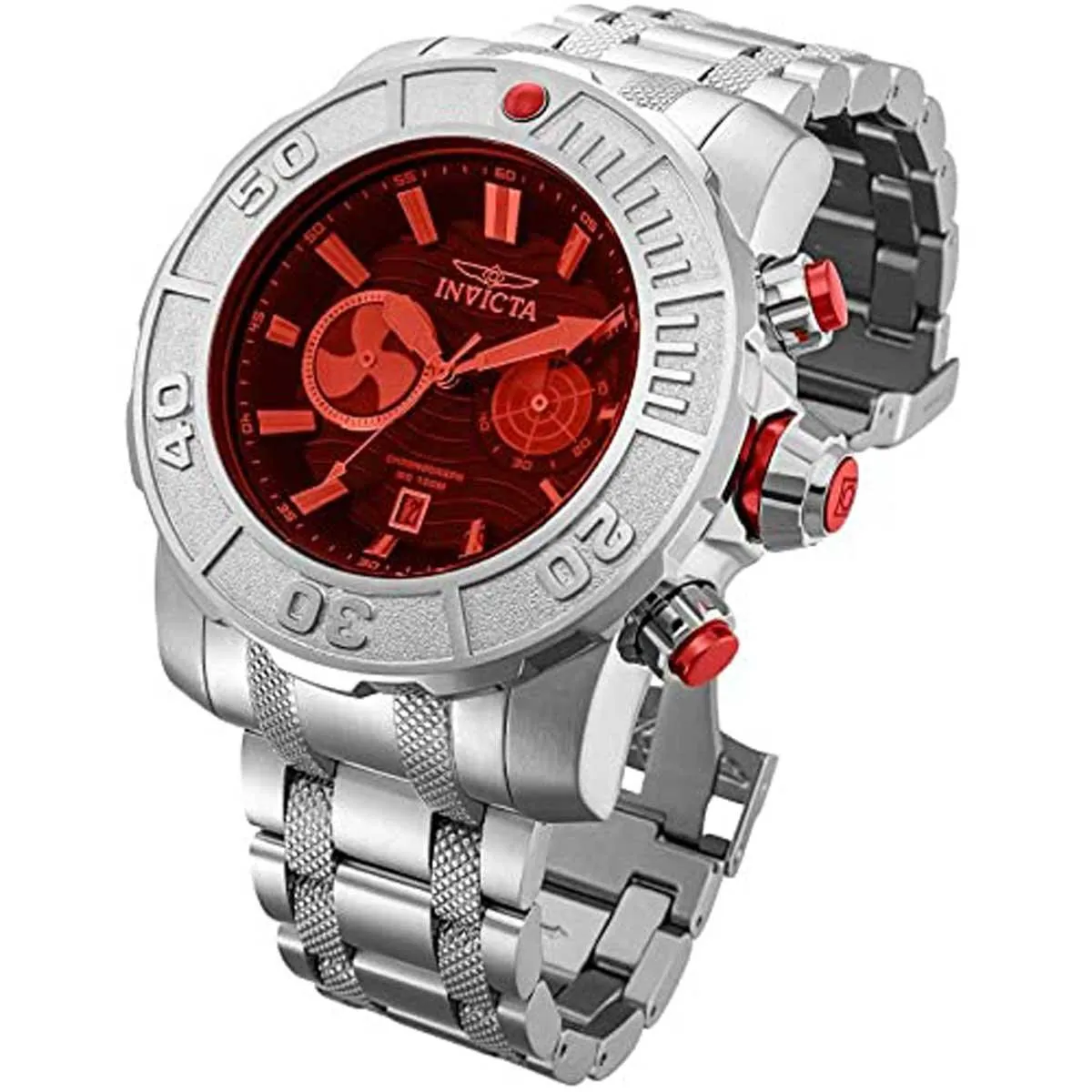 Invicta Men's Chronograph Watch - Coalition Forces Red Dial Silver Bracelet | 29933