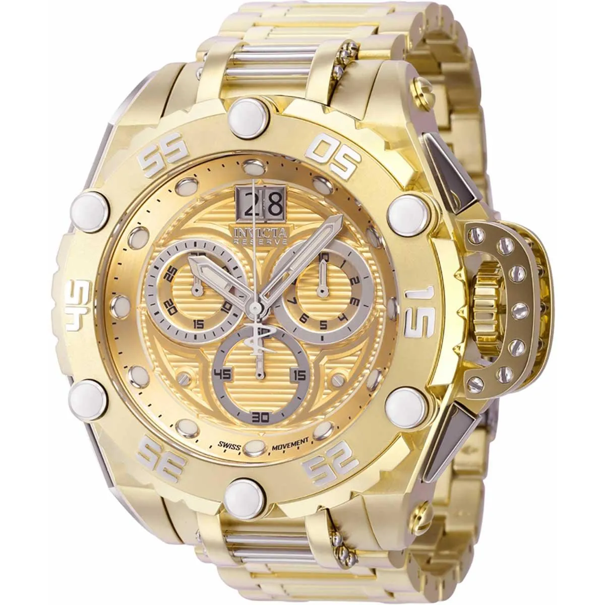 Invicta Men's Chronograph Watch - Flying Fox Quartz Silver and Gold Dial Steel | 38741