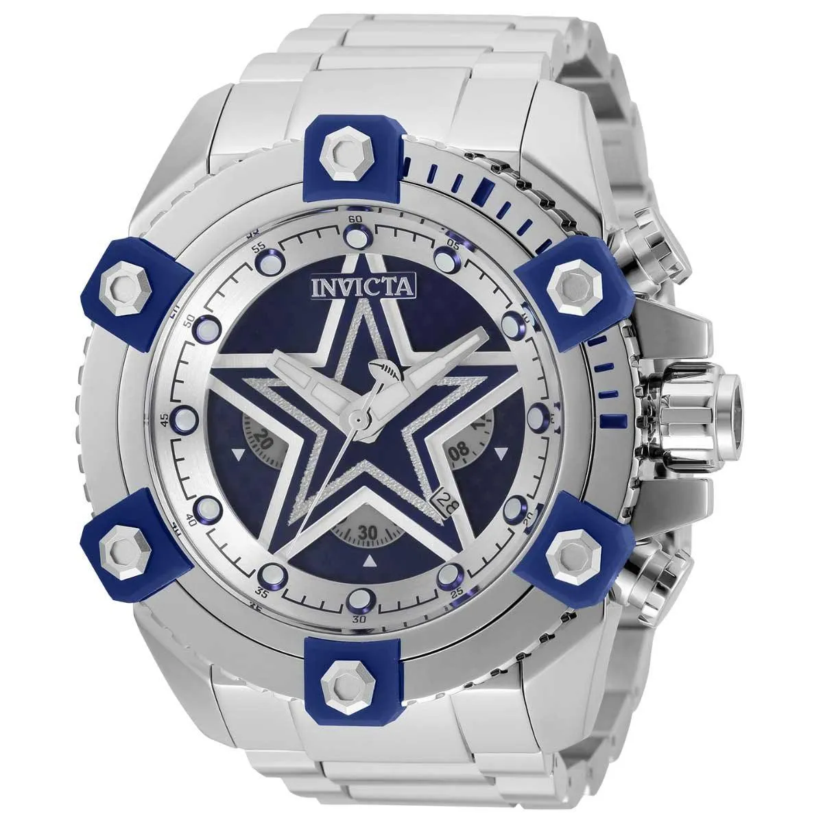 Invicta Men's Chronograph Watch - NFL Dallas Cowboys Quartz Silver and Blue Dial | 35498