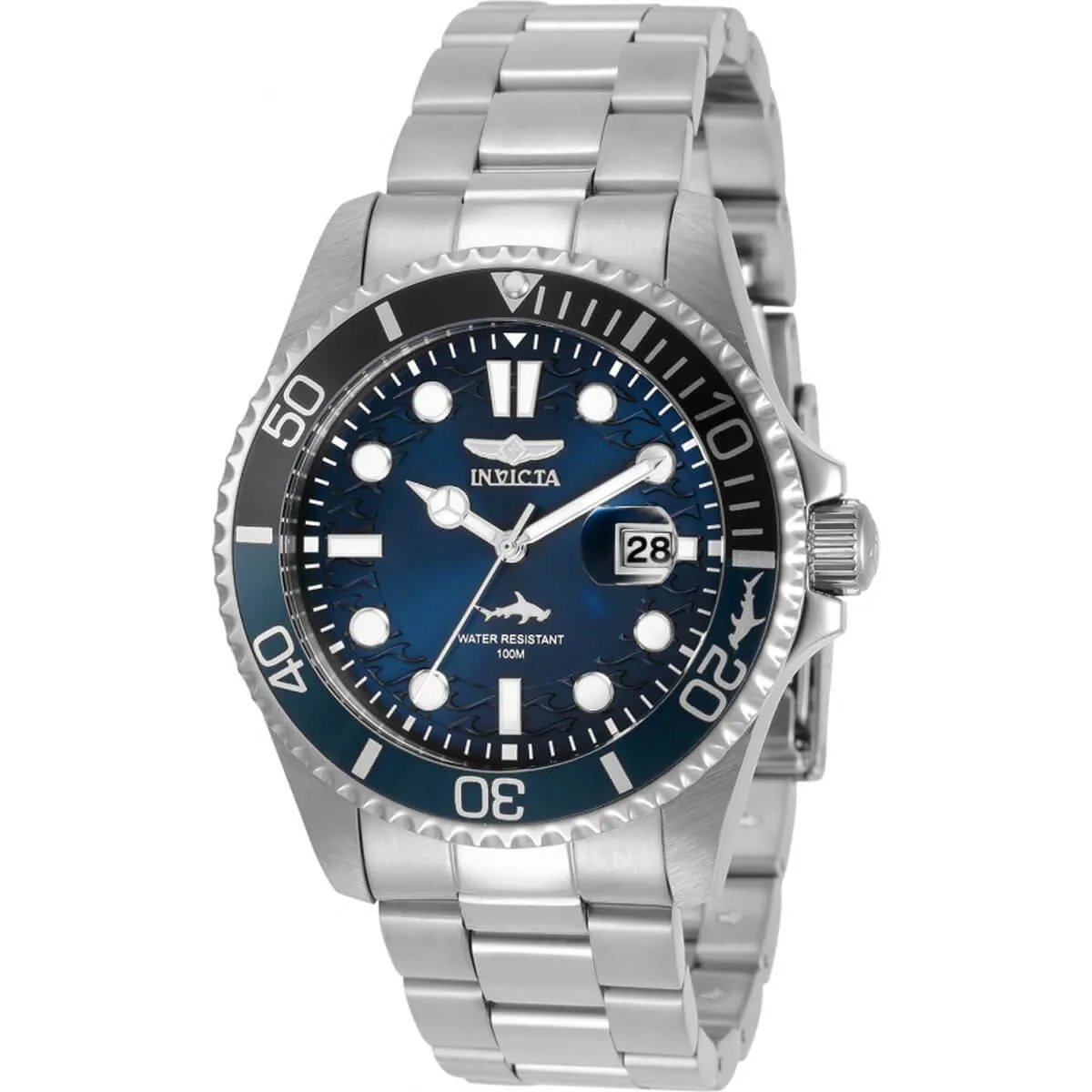 Invicta Men's Chronograph Watch - Pro Diver Blue Dial Silver Tone Bracelet | 30807