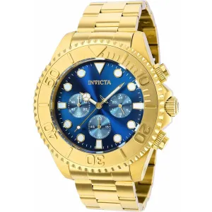 Invicta Men's Chronograph Watch - Pro Diver Blue Dial Yellow Gold Bracelet | 36974