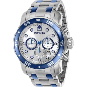 Invicta Men's Chronograph Watch - Pro Diver Silver Dial Two Tone SS Bracelet | 37691