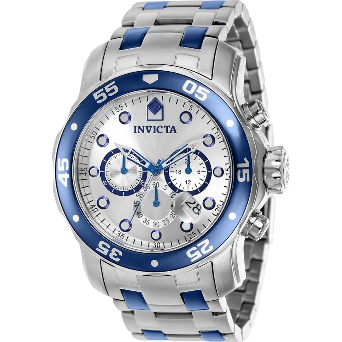 Invicta Men's Chronograph Watch - Pro Diver Silver Dial Two Tone SS Bracelet | 37691