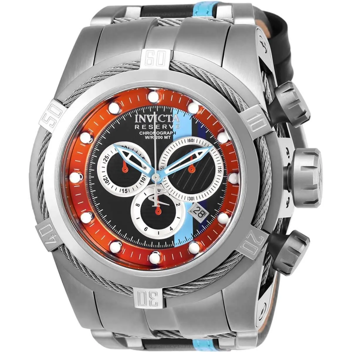 Invicta Men's Chronograph Watch - Reserve Bolt Zeus Black and Light Blue Strap | 26471