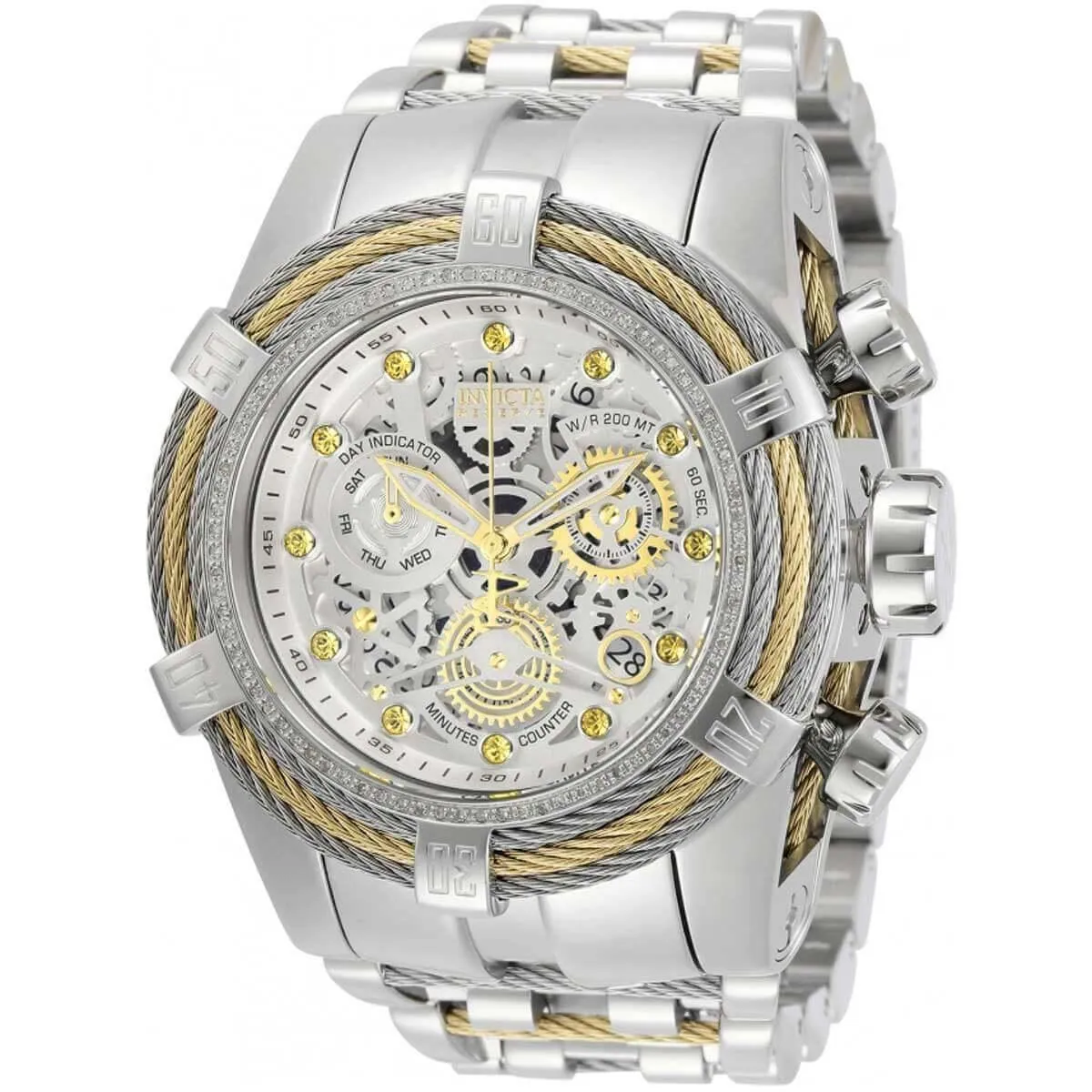 Invicta Men's Chronograph Watch - Reserve Bolt Zeus Silver Bracelet Diamond | 30066