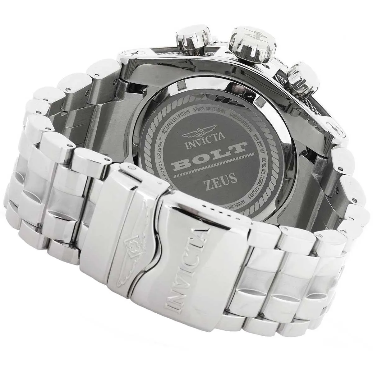 Invicta Men's Chronograph Watch - Reserve Bolt Zeus Silver Bracelet Diamond | 30066
