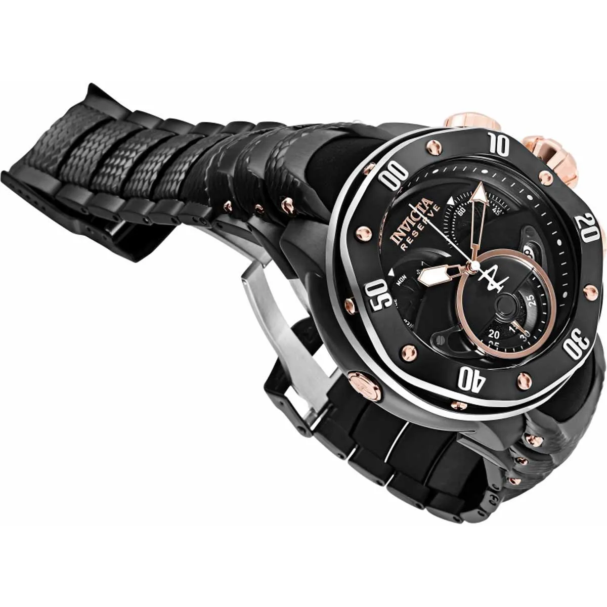 Invicta Men's Chronograph Watch - Reserve Rotating Bezel Black Dial Bracelet | 33374