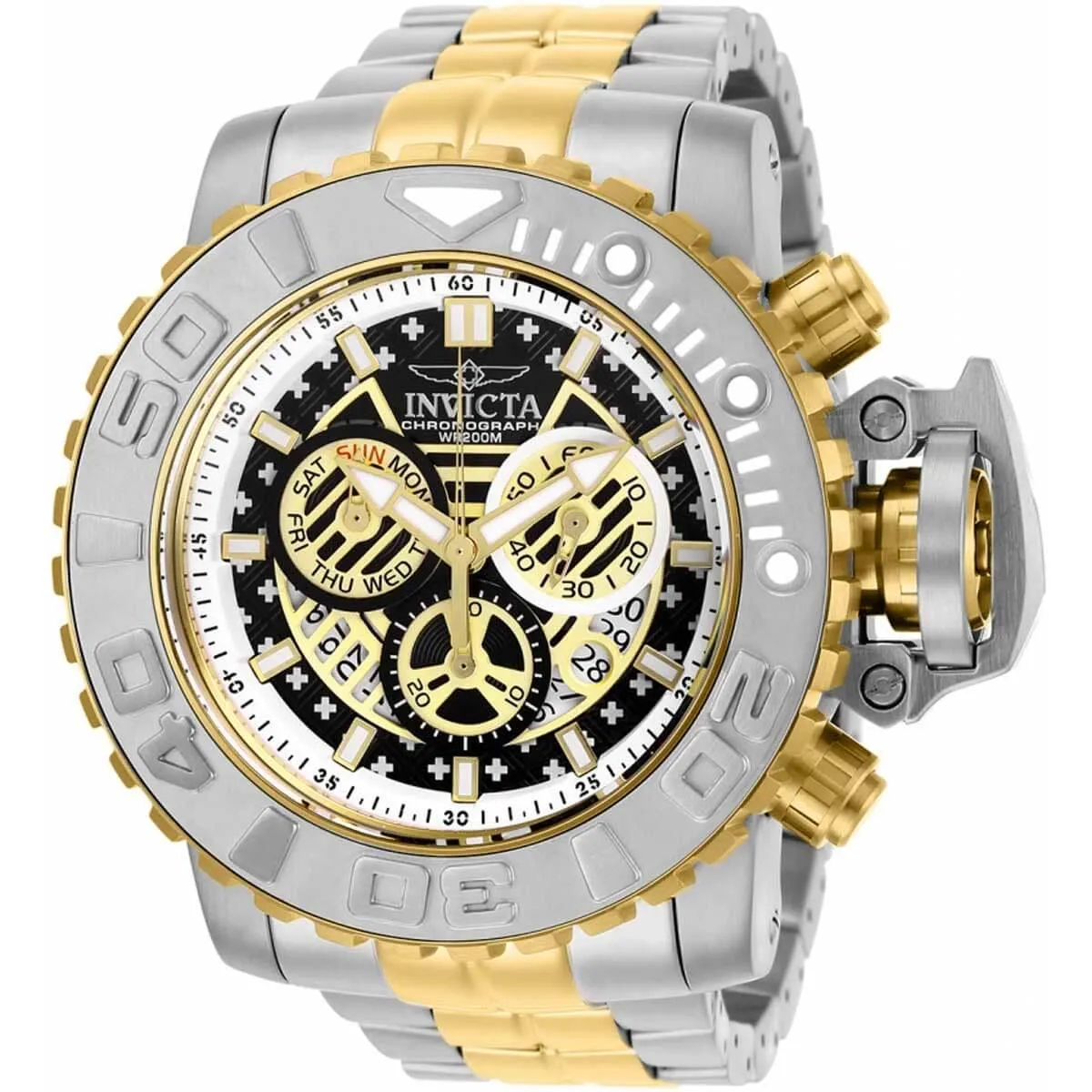 Invicta Men's Chronograph Watch - Sea Hunter Rotating Bezel Two Tone Bracelet | 22131