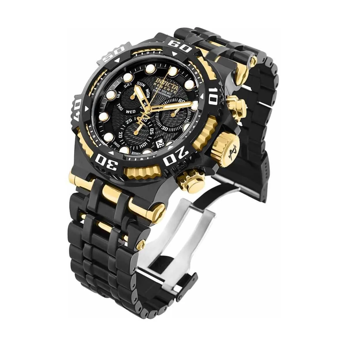 Invicta Men's Chronograph Watch - Speedway Black Dial Two Tone Bracelet | 30659