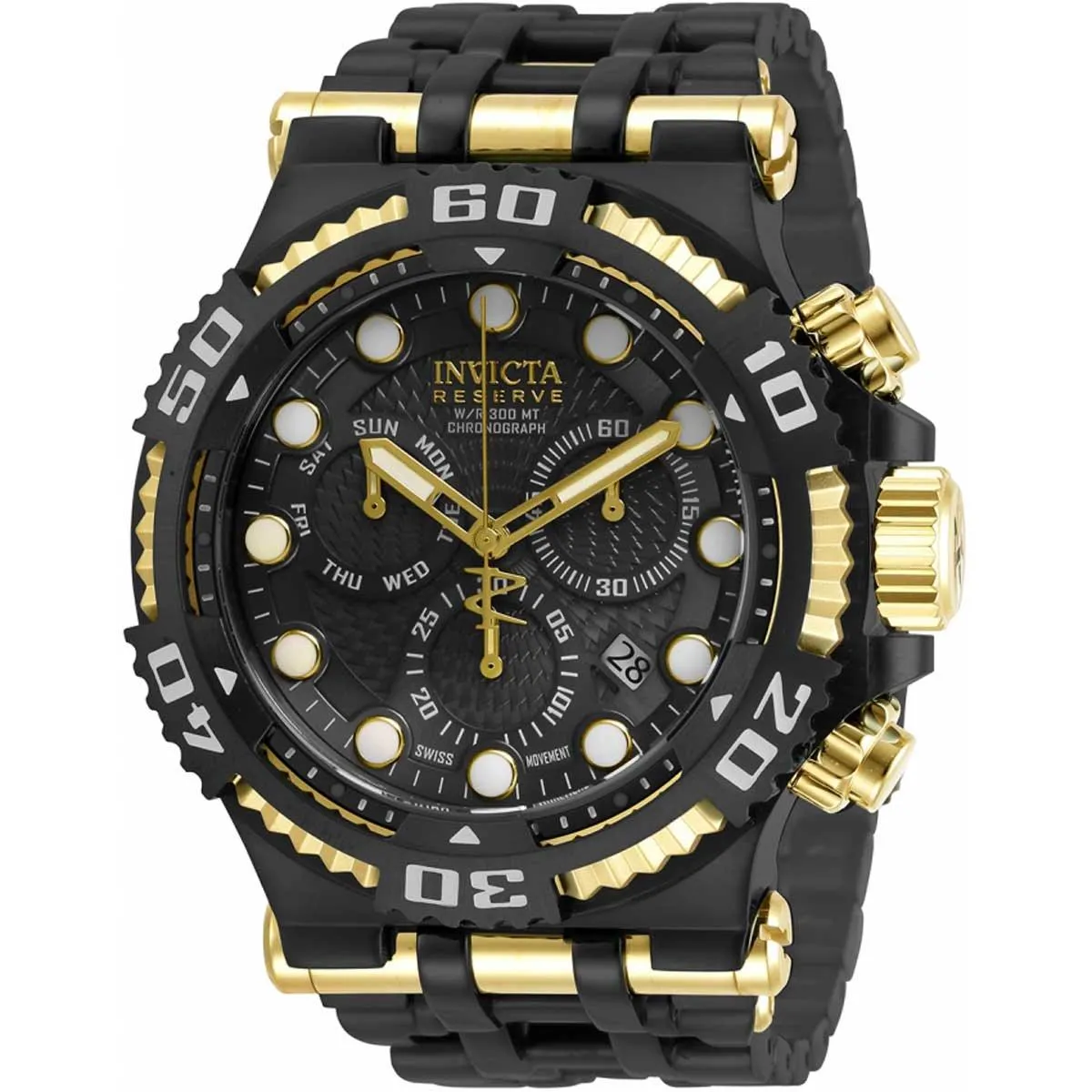 Invicta Men's Chronograph Watch - Speedway Black Dial Two Tone Bracelet | 30659