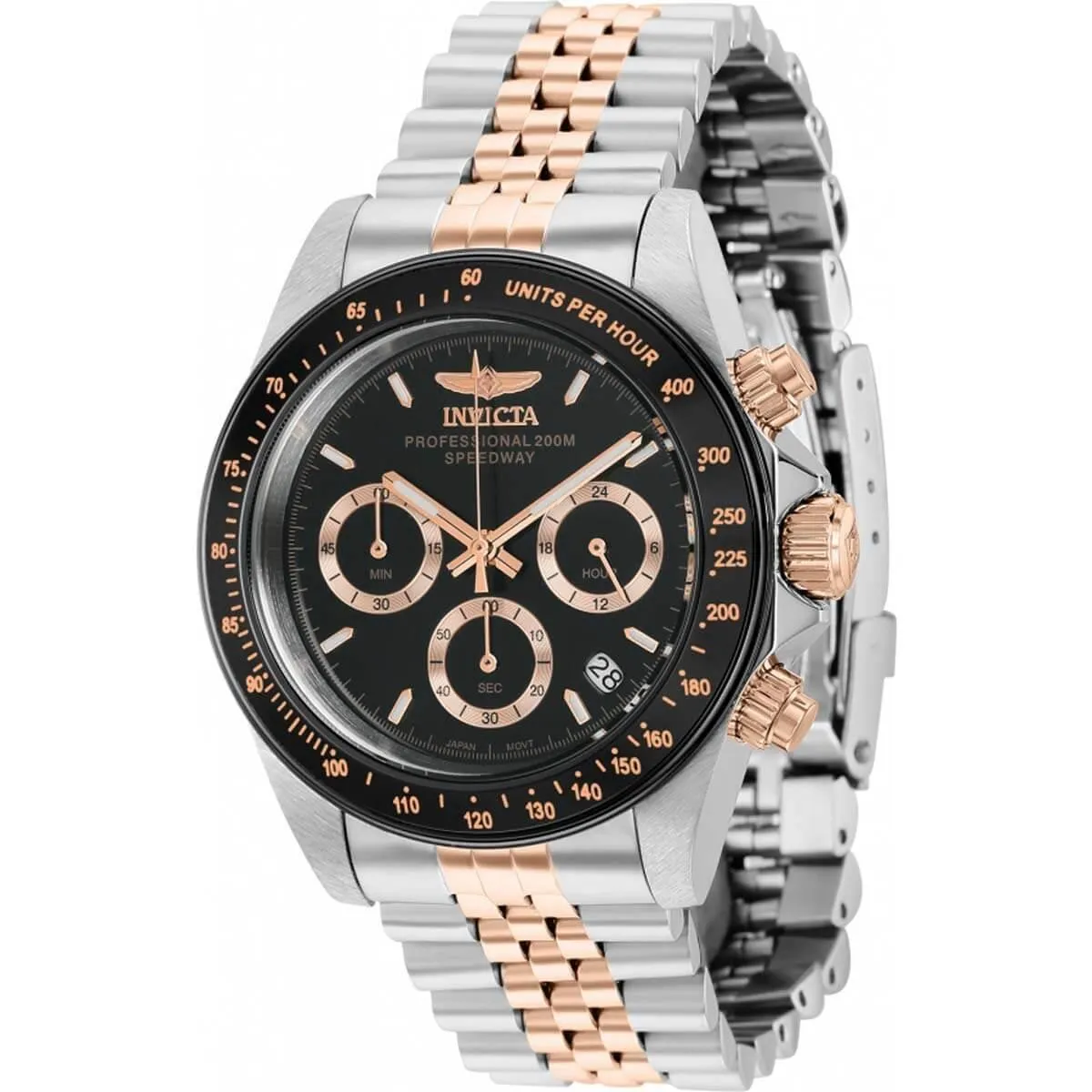 Invicta Men's Chronograph Watch - Speedway Quartz Black and Rose Gold Dial | 36740