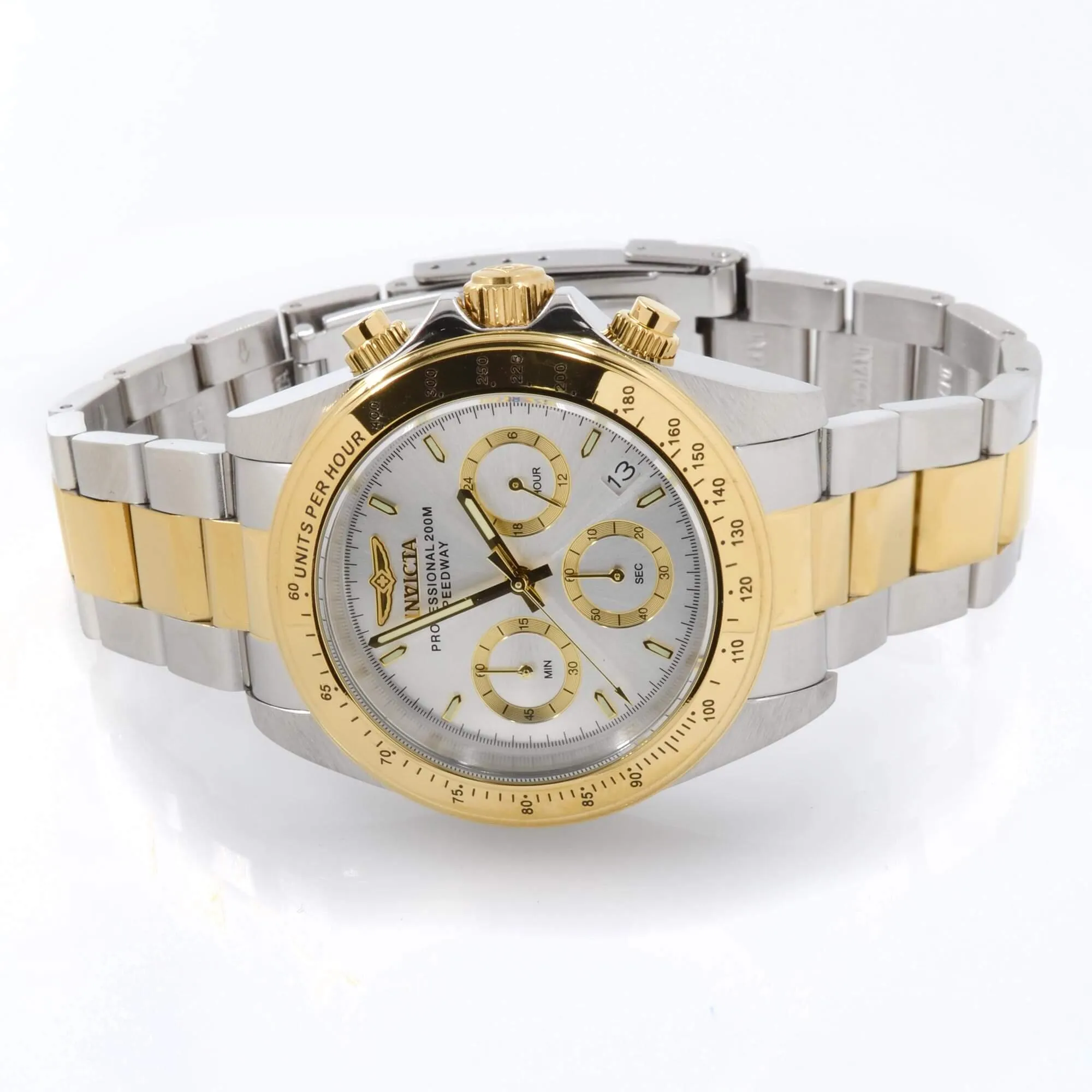 Invicta Men's Chronograph Watch - Speedway Silver Tone Dial Two Tone Case | 37170