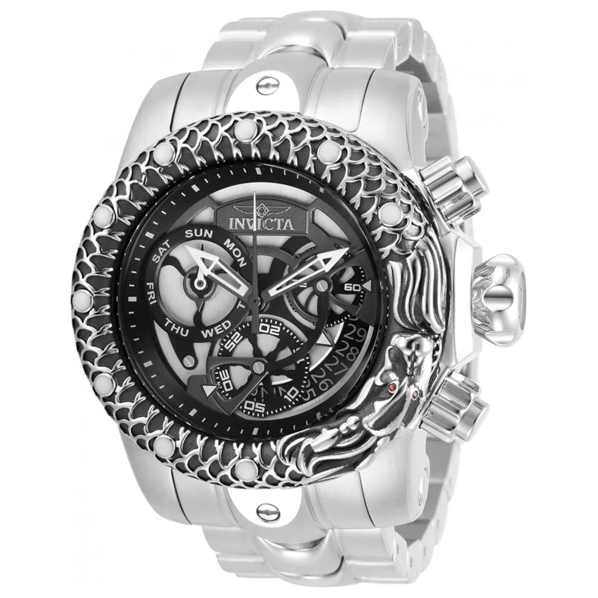 Invicta Men's Chronograph Watch - Venom Black and Silver Tone Dial Bracelet | 31498