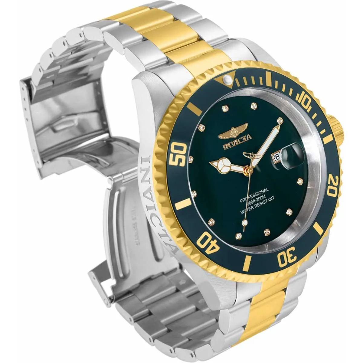 Invicta Men's Diamond Watch - Pro Diver Quartz MOP Dial Two Tone Bracelet | 34151