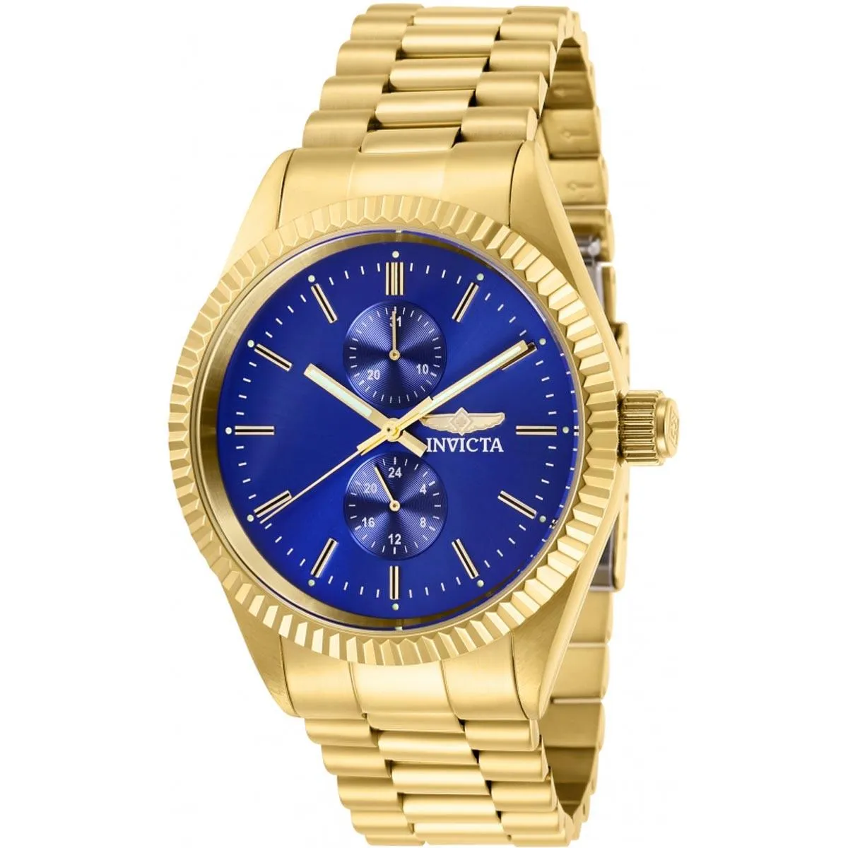 Invicta Men's Japanese Quartz Watch - Specialty Blue Dial Yellow Gold Steel | 29430