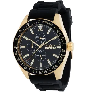 Invicta Men's Quartz Watch - Aviator Date Black Dial Silicone Rubber Strap | 38404