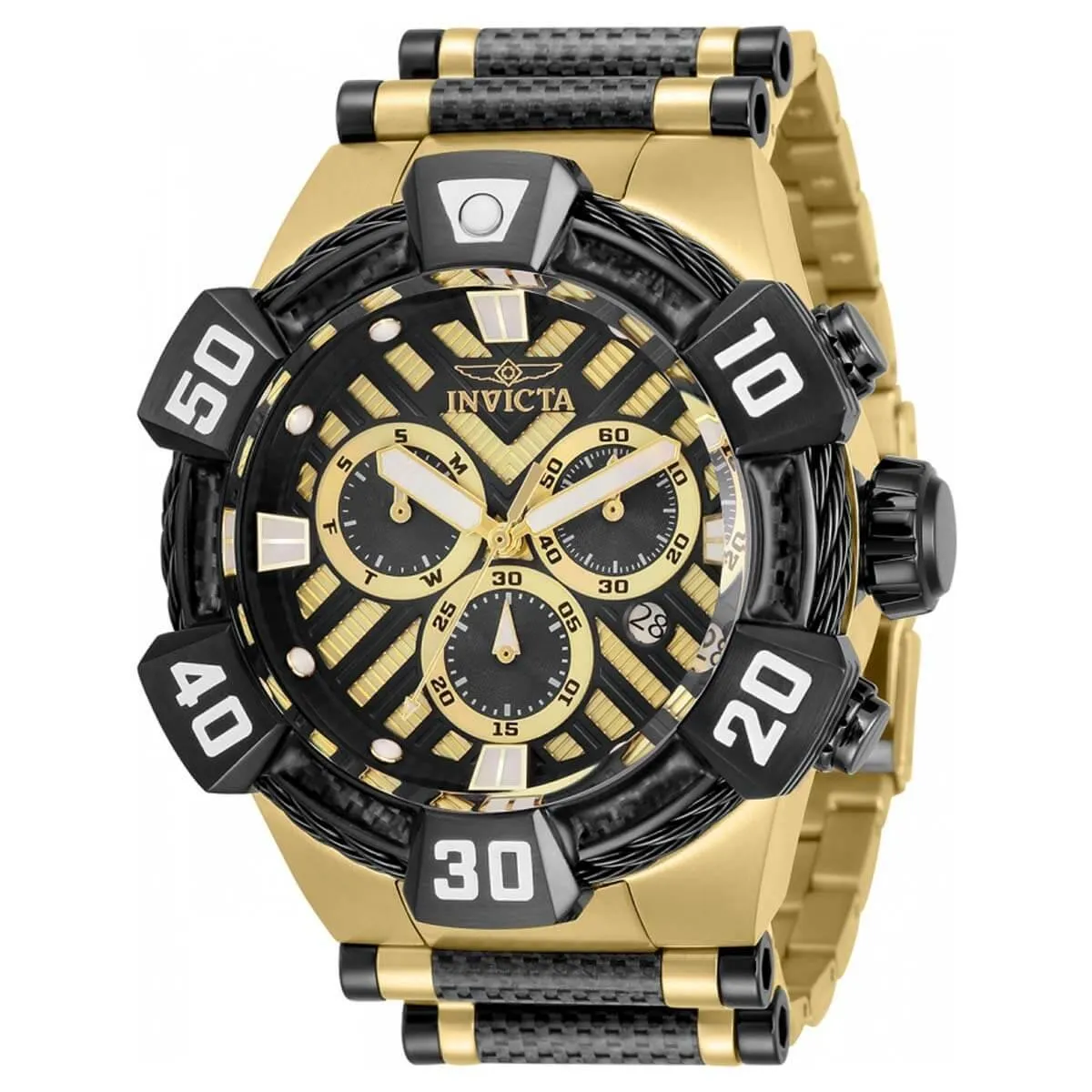 Invicta Men's Quartz Watch - Bolt Chronograph Black and Gold Tone Dial | 32282