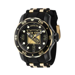 Invicta Men's Quartz Watch - NHL New York Rangers Gold and Black Dial Strap | 42324