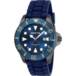 Invicta Men's Quartz Watch - Pro Diver Blue Dial Gunmetal Case Silicone Strap | 90306